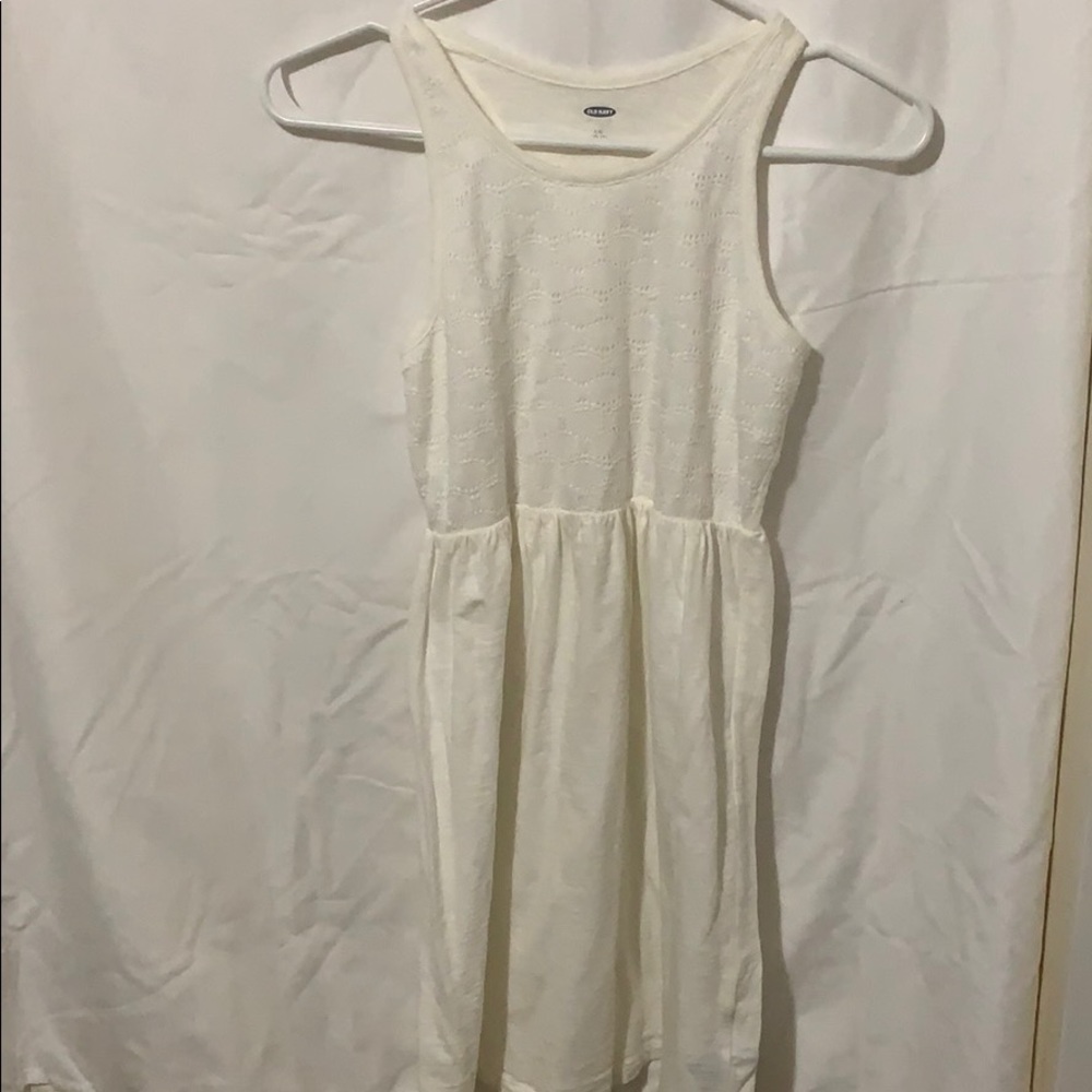 Old Navy Girls Cream Eyelet Short Sleeve Dress